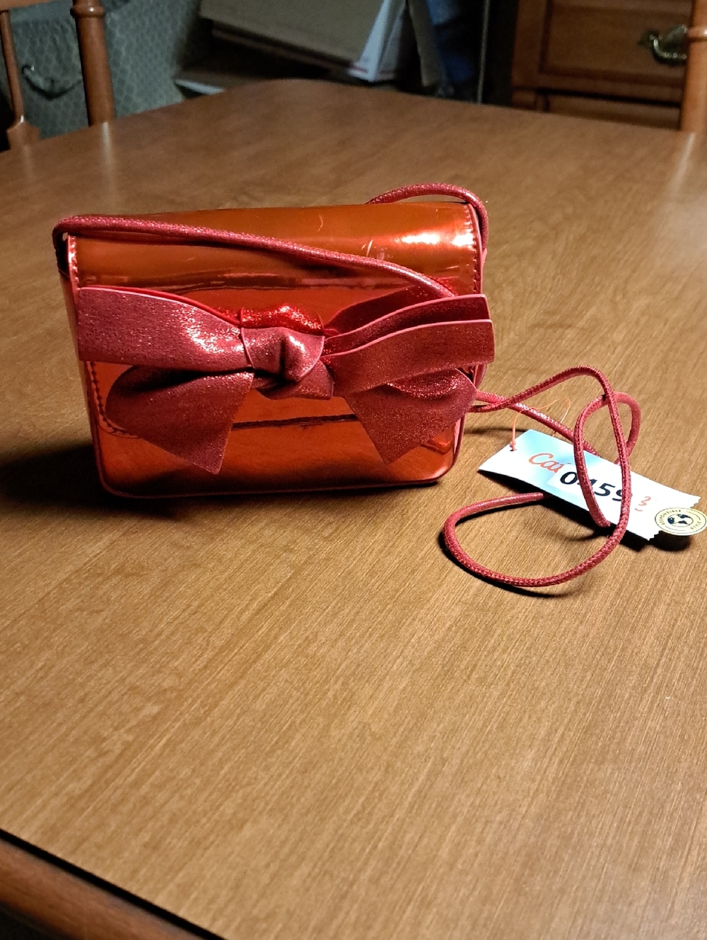 Cat & Jack Shiny Red Bow Crossbody Bag